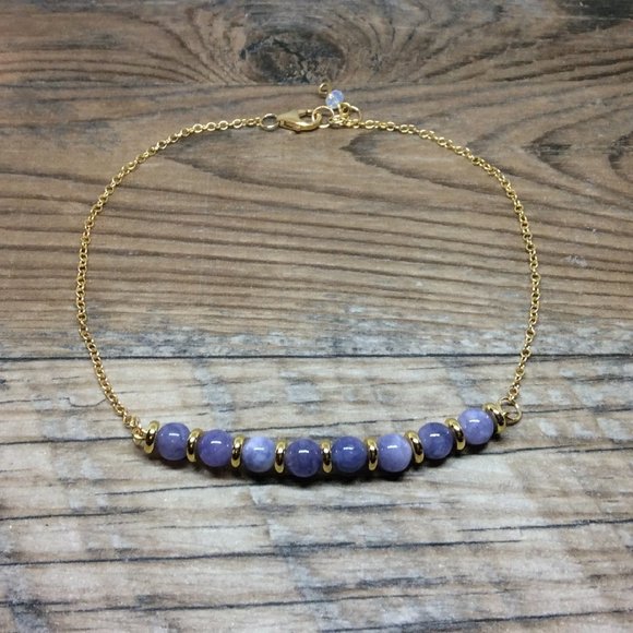 Angelite anklet, 14k Gold filled, healing anklet, blue ankle bracelet - Picture 1 of 8